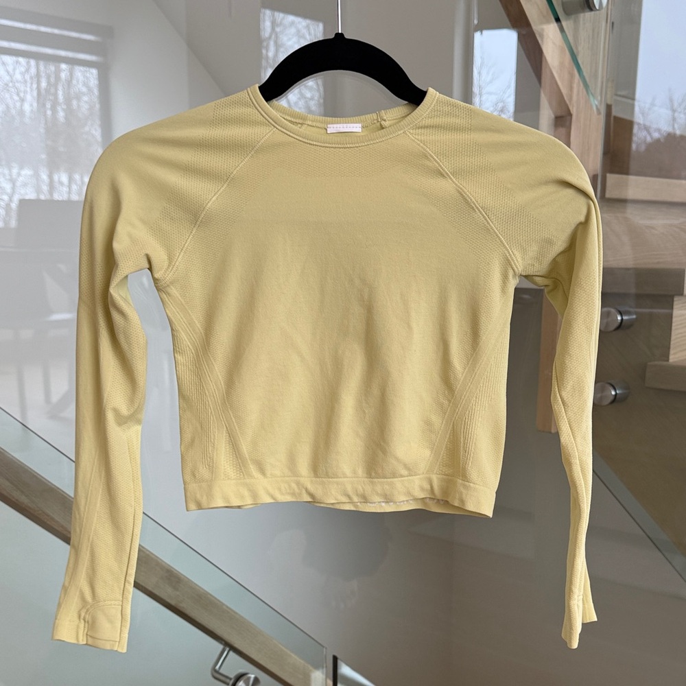 Athleta Lime Green Long Sleeve Sport Crop Top